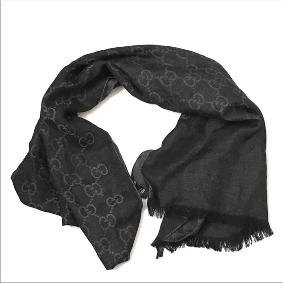 Authentic Monogram Black Gucci Scarf 